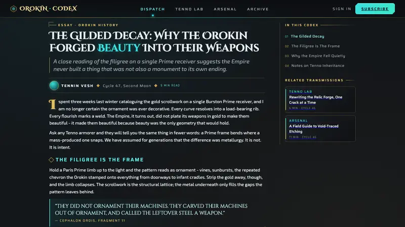 Warframe Orbiter UI — Web · article