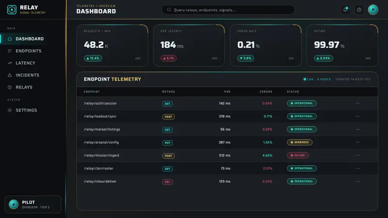 Warframe Orbiter UI — Web · dashboard