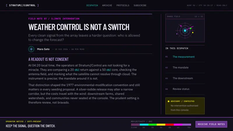 Weather Control Array — Web · article