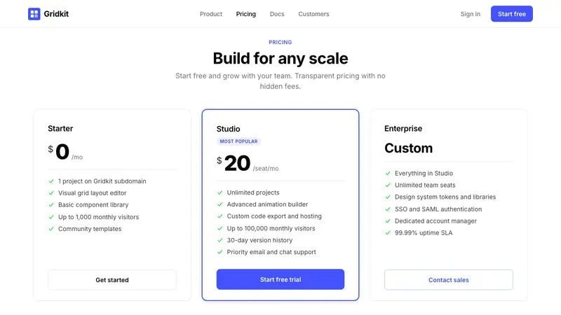 Webflow No-Code — Web · pricing