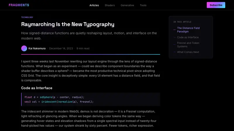 WebGL Shader Iridescent (2023) — Web · article