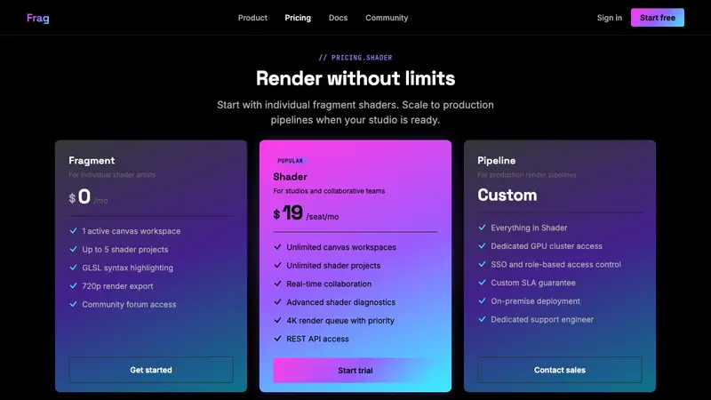 WebGL Shader Iridescent (2023) — Web · pricing