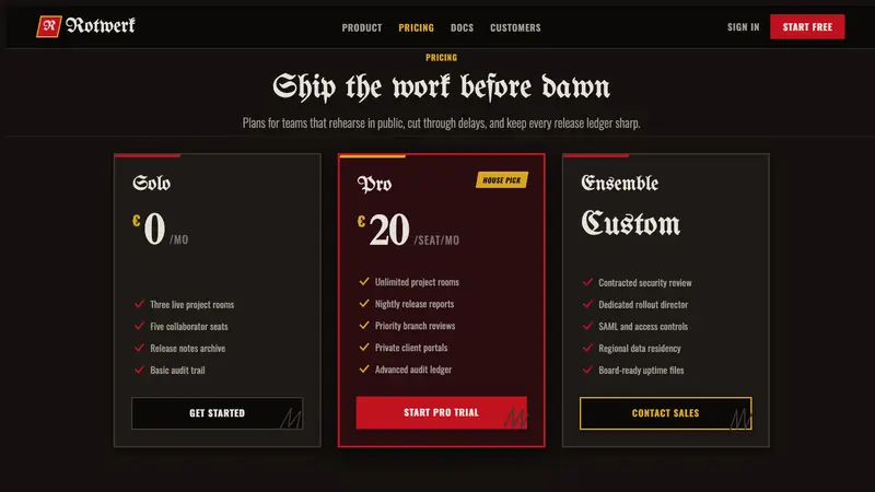 Weimar Cabaret — Web · pricing