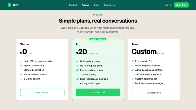 WhatsApp — Web · pricing