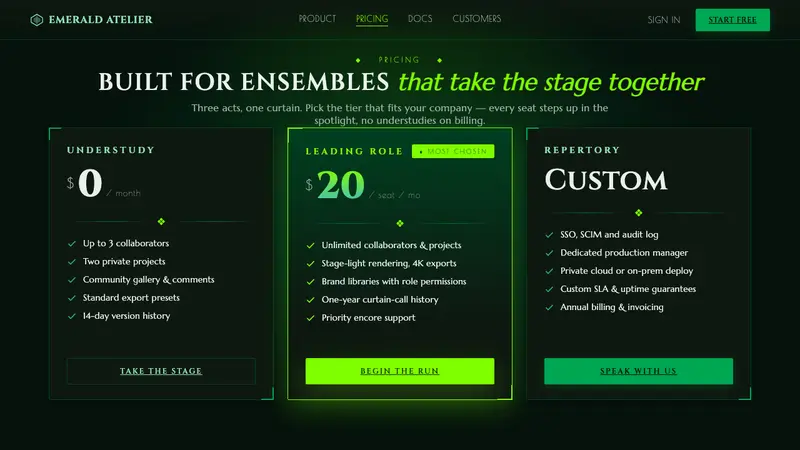 Wicked Elphaba Emerald — Web · pricing