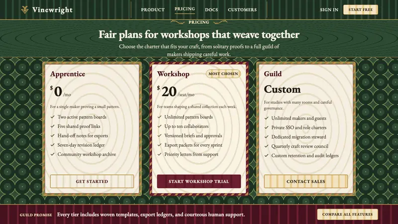 William Morris Arts & Crafts — Web · pricing