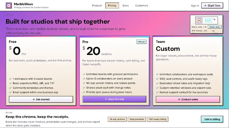 Windows 98 Vaporwave — Web · pricing