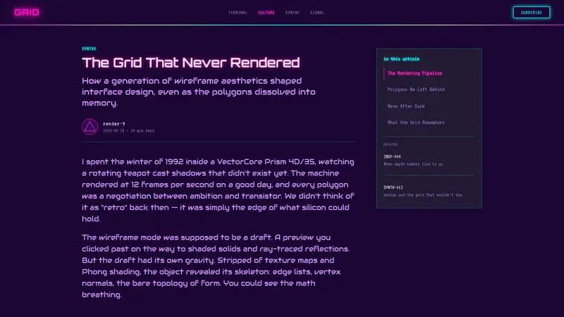 Wireframe Vaporwave — Web · article