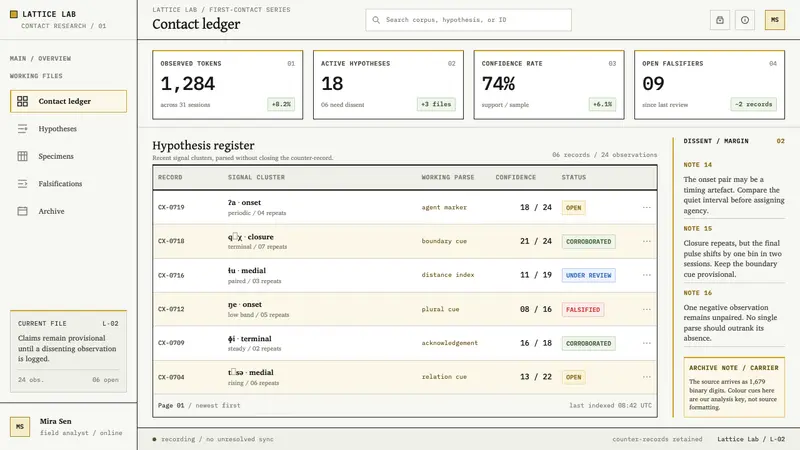 Xenolinguistics Lab — Web · dashboard