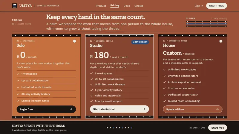 Xhosa Umbhaco — Web · pricing