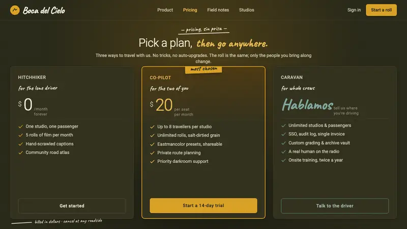 Y Tu Mamá También — Web · pricing