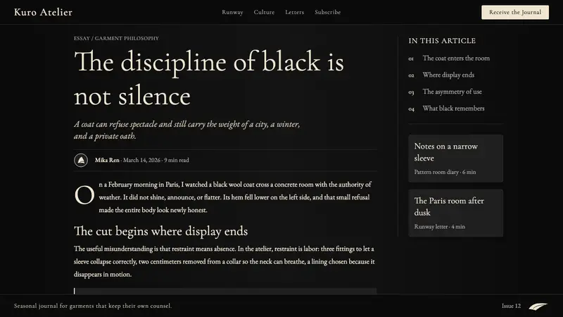 Yohji Yamamoto Monastic Black — Web · article