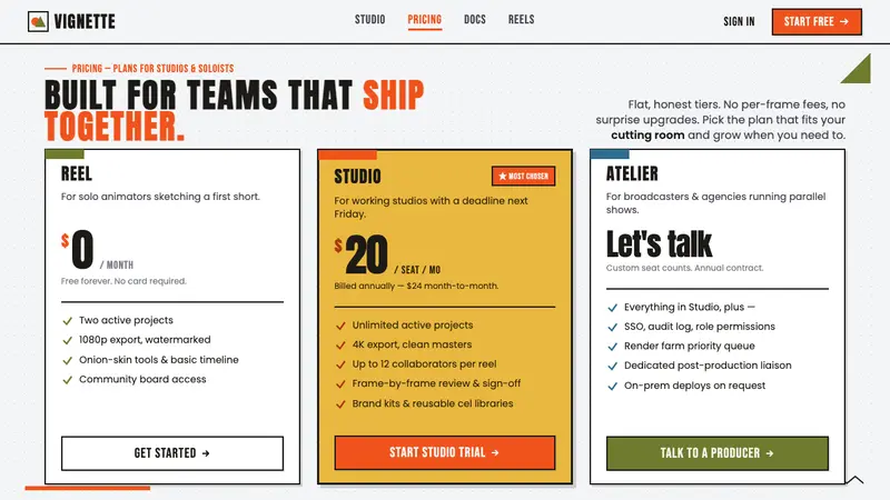 Zagreb School of Animation — Web · pricing