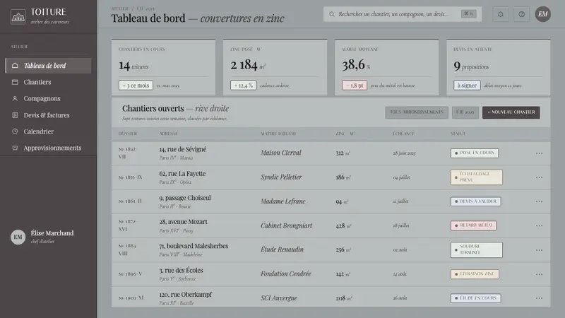 Paris Zinc Rooftops — Web · dashboard