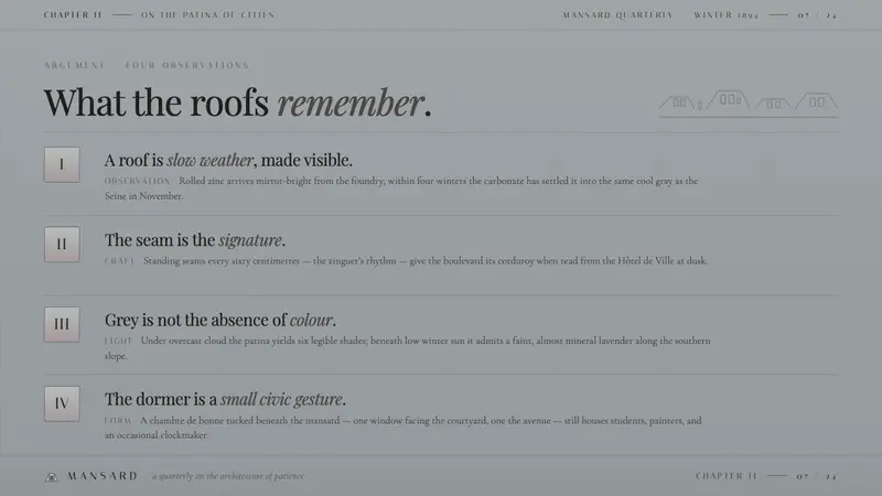 Paris Zinc Rooftops — Slides · content
