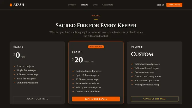 Zoroastrian Fire Temple — Web · pricing