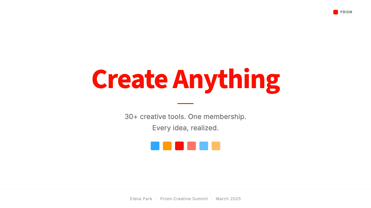Adobe Creative Cloud 设计风格用在幻灯片 · 封面上