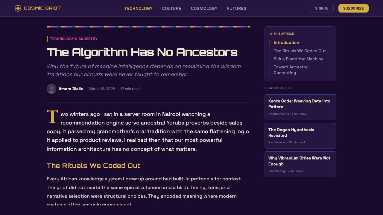 Afrofuturism 设计风格用在文章页上