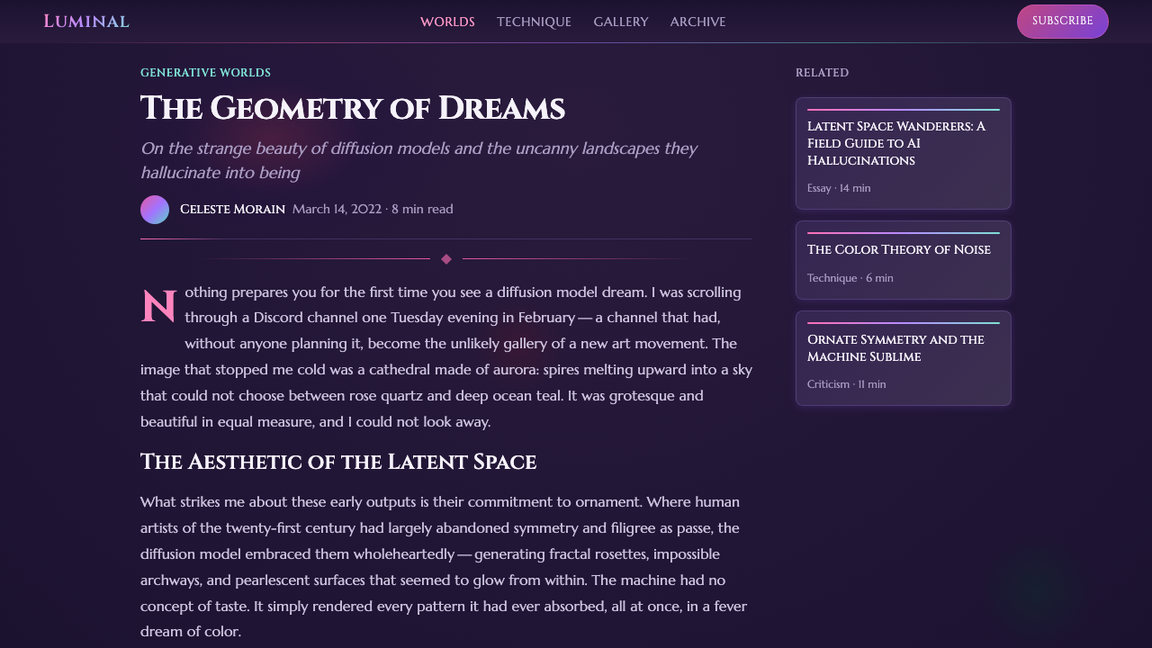 AI Diffusion Art design style applied to a Article page