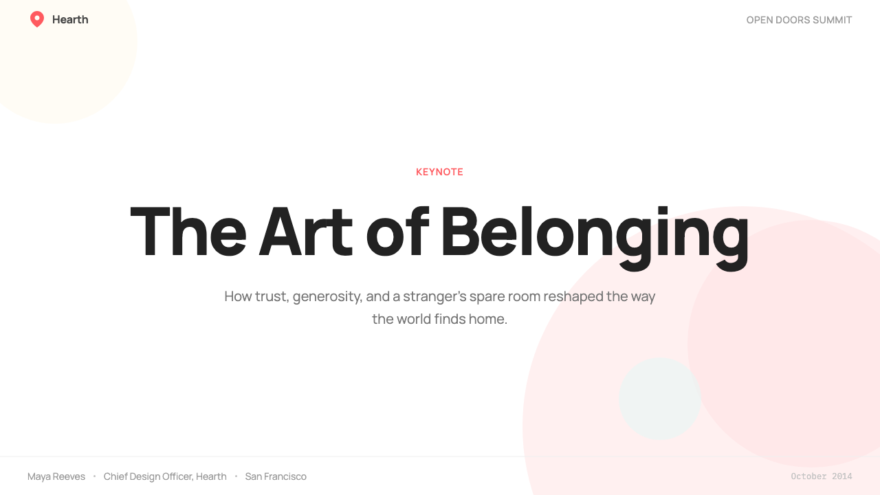 Airbnb 2014 设计风格用在幻灯片 · 封面上
