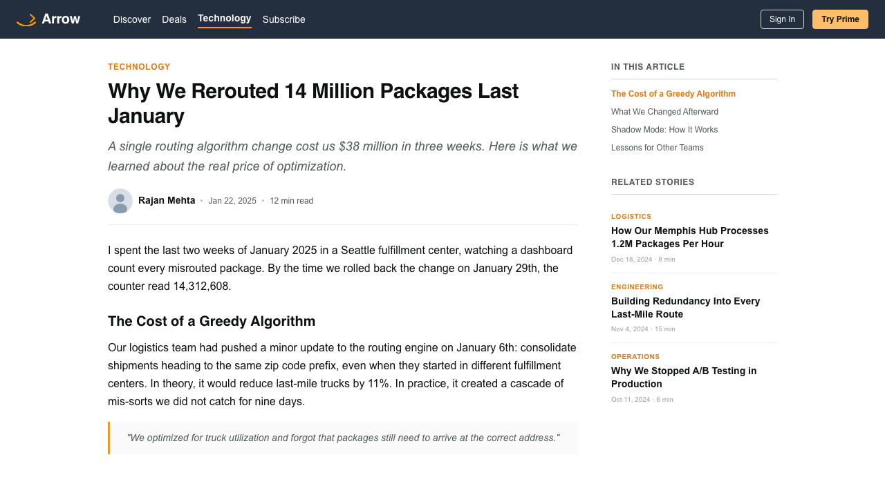 Amazon 设计风格用在文章页上