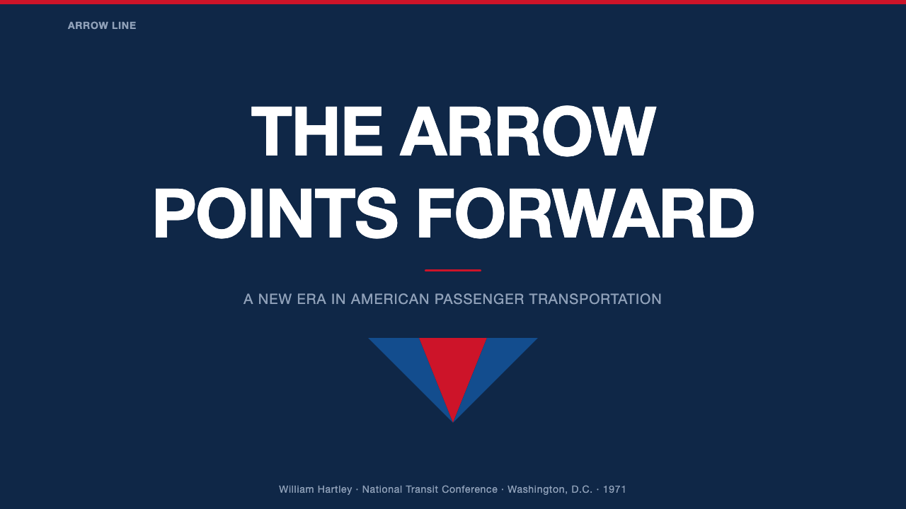 Amtrak Arrow (1971) design style applied to a Slide · cover
