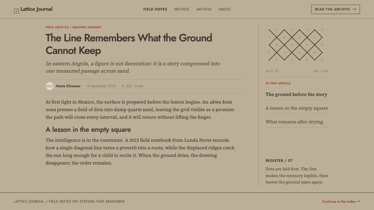 Angolan Sona design style applied to a Article page