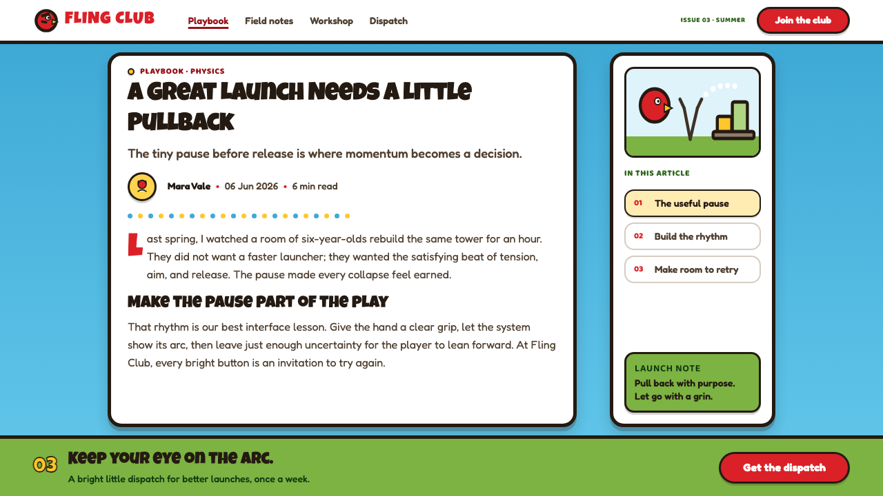 Angry Birds (2009) design style applied to a Article page