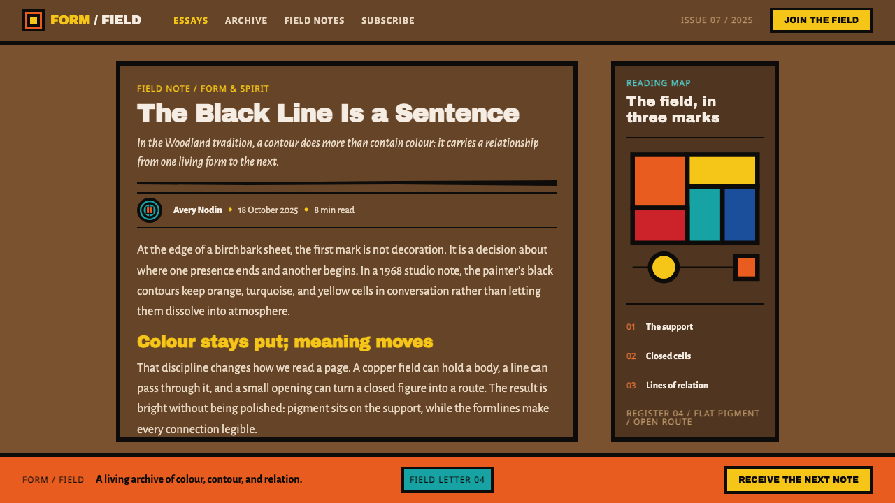 Woodland School — Morrisseau design style applied to a Article page
