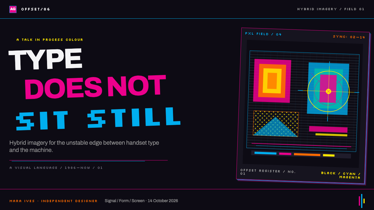 April Greiman Hybrid design style applied to a Slide · cover