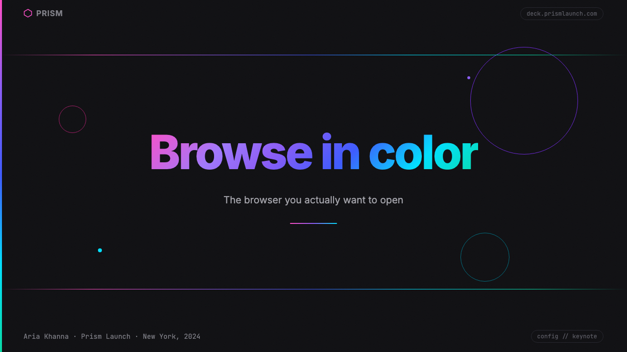 Arc Browser Prismatic (2023) design style applied to a Slide · cover