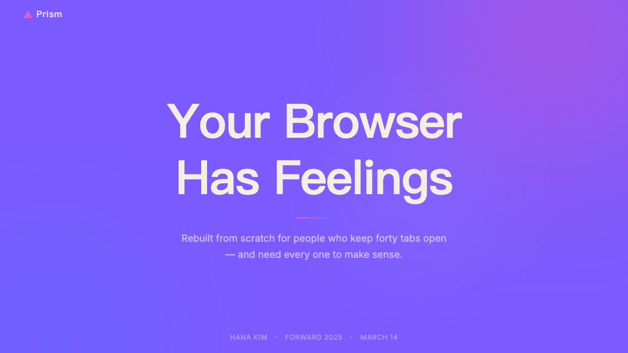 Arc Browser 设计风格用在幻灯片 · 封面上
