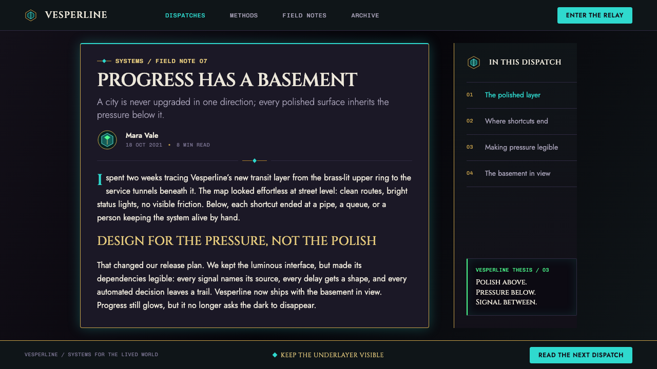 Arcane Hextech (2021) design style applied to a Article page