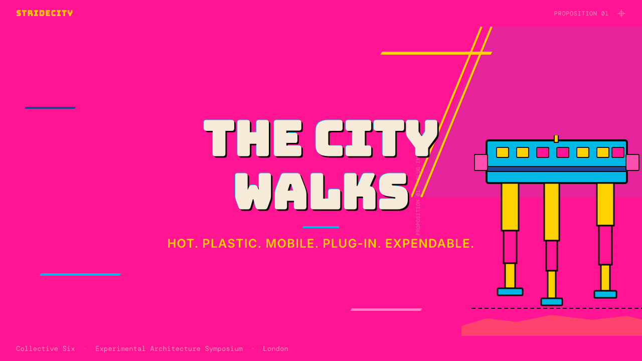 Archigram Walking City (1964) 设计风格用在幻灯片 · 封面上