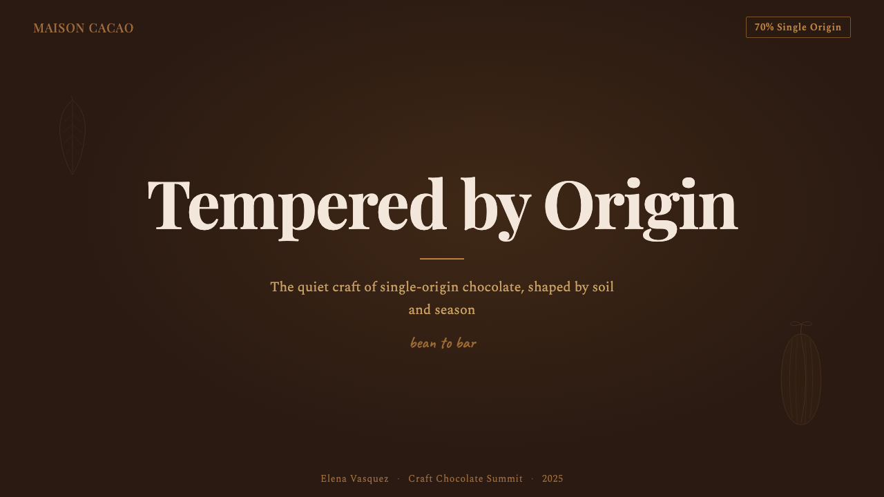 Bean-to-Bar Chocolate design style applied to a Slide · cover