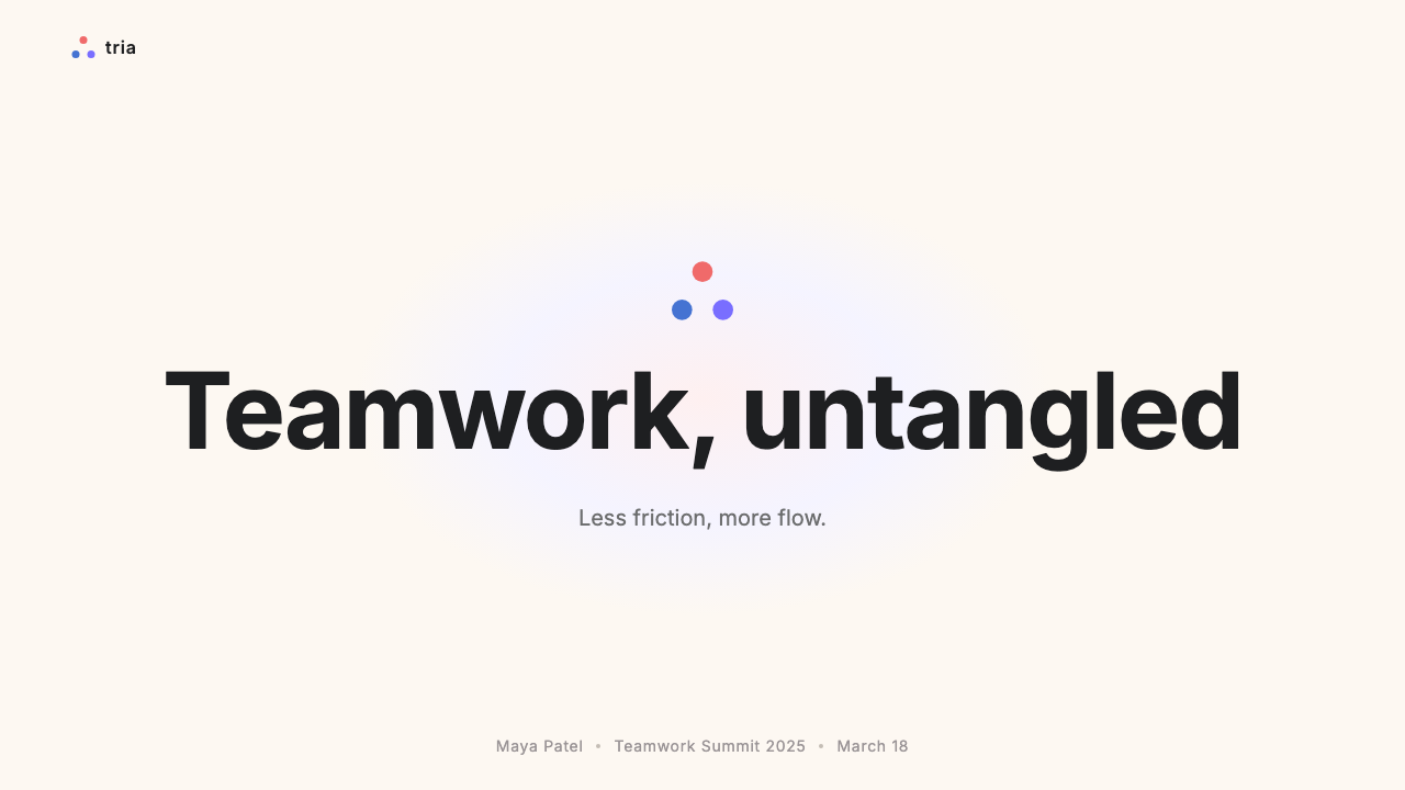 Asana 设计风格用在幻灯片 · 封面上
