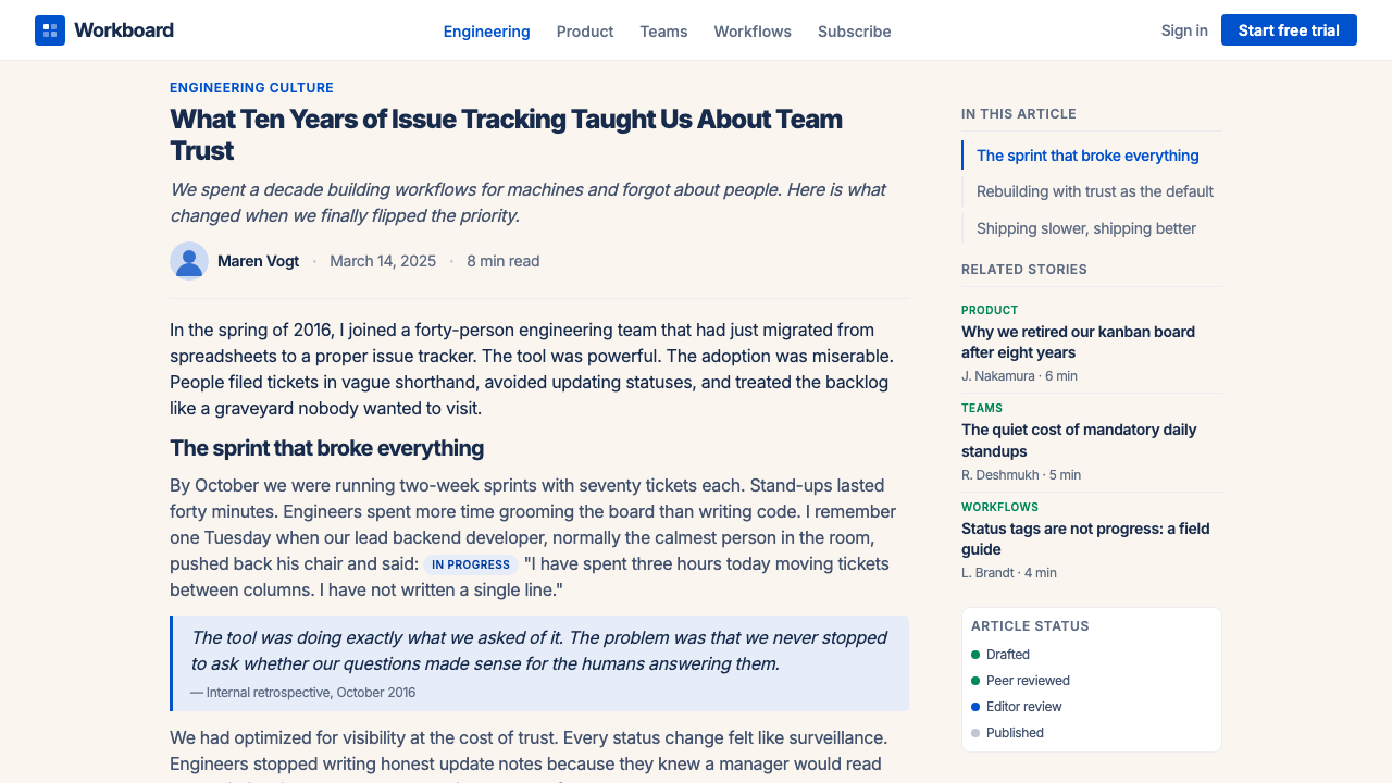 Atlassian Jira Blue 设计风格用在文章页上