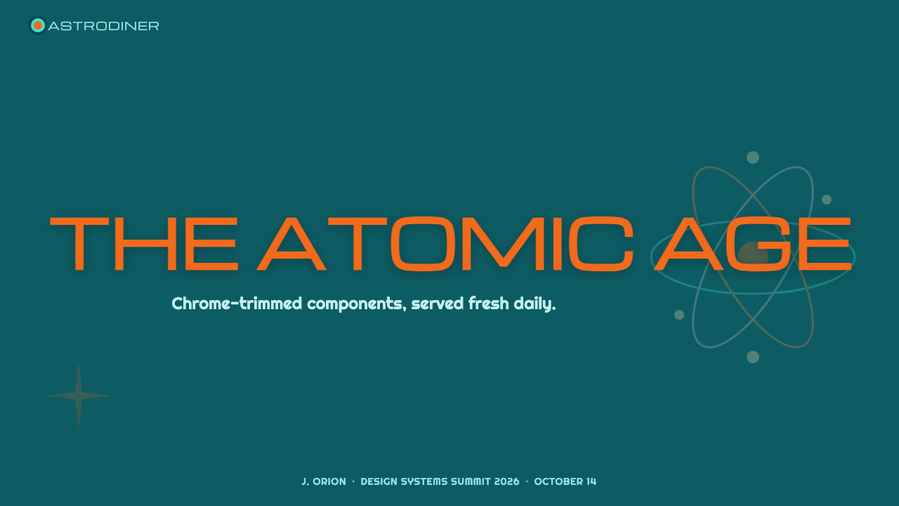 Atompunk / Raygun Gothic 设计风格用在幻灯片 · 封面上