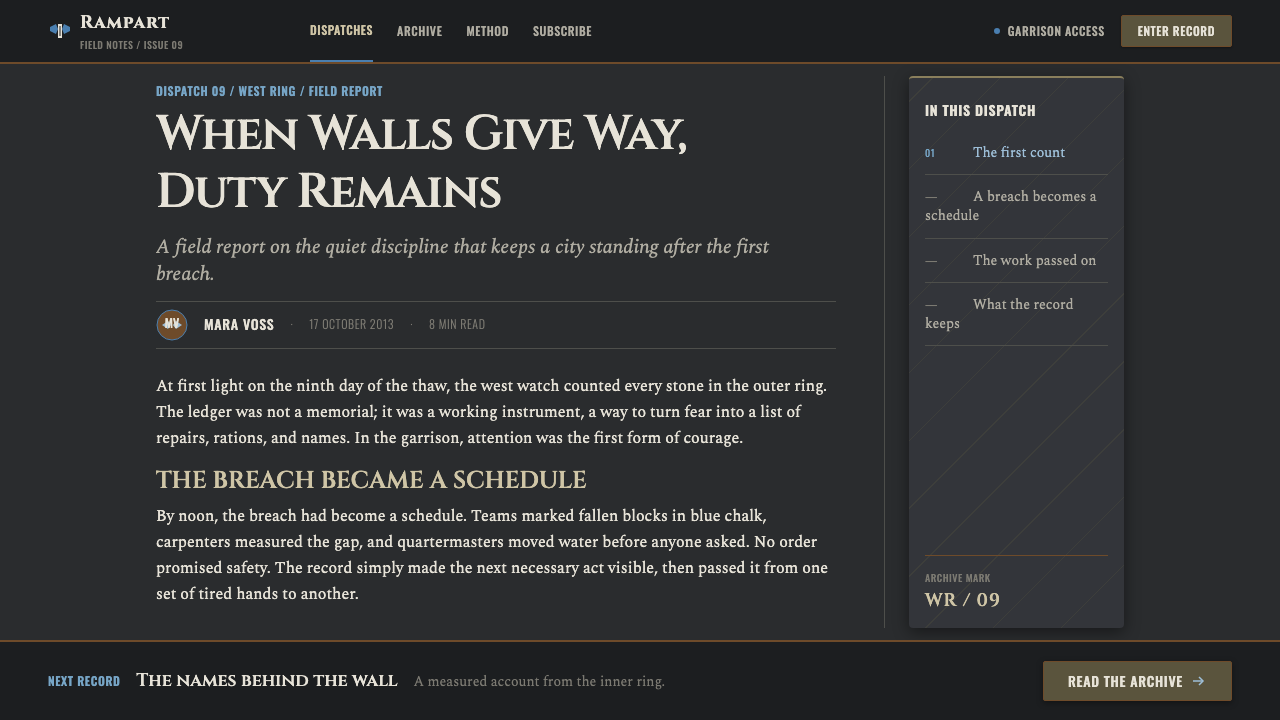 Attack on Titan (2013) design style applied to a Article page