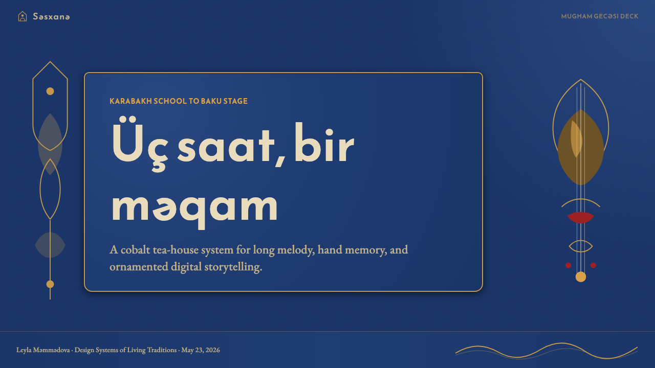 Azerbaijani Mugham Saz Blue 设计风格用在幻灯片 · 封面上