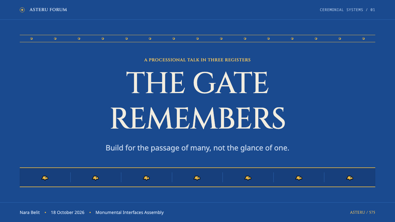 Babylonian Ishtar Gate 设计风格用在幻灯片 · 封面上