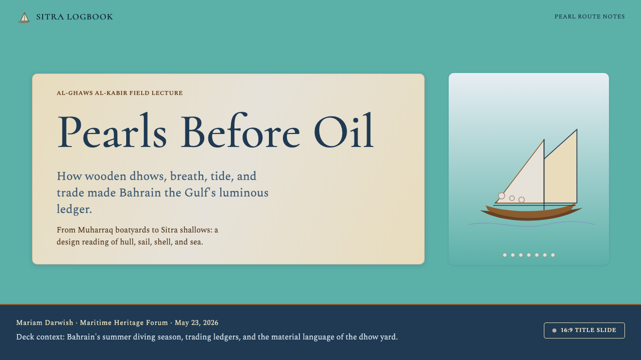 Bahraini Dhow Pearl-Diving Boat design style applied to a Slide · cover