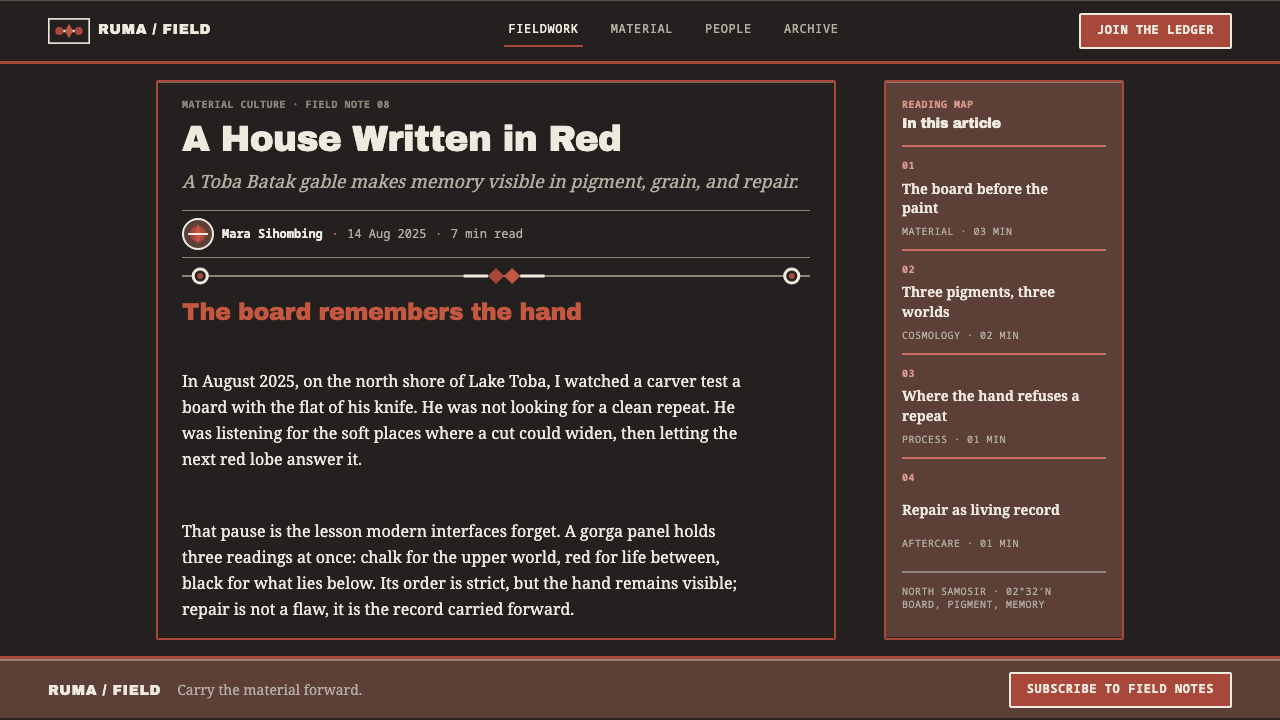 Batak Gorga design style applied to a Article page
