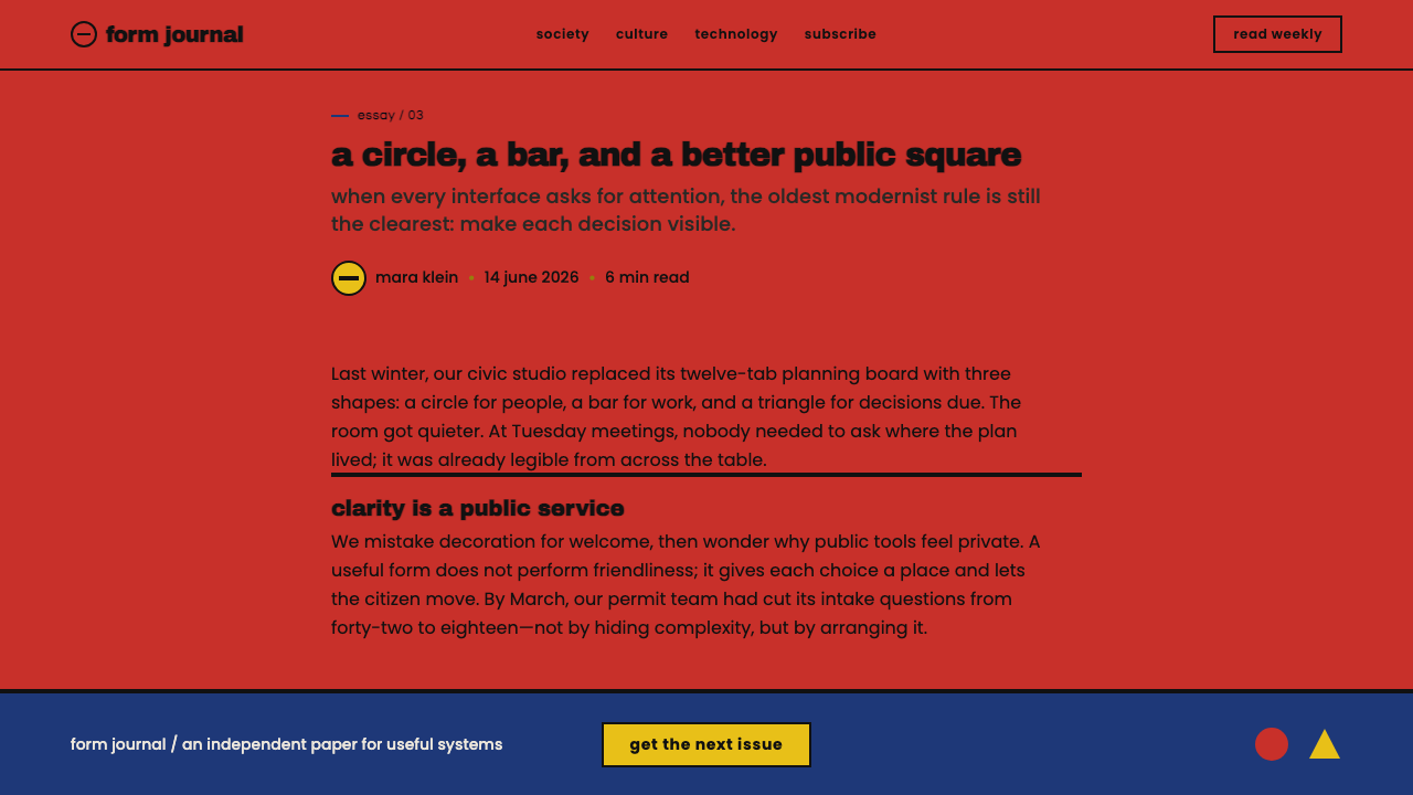 Bayer Universal Bauhaus design style applied to a Article page