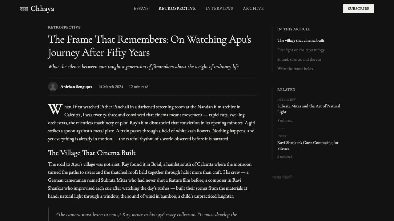 Bengali Art-House Cinema 设计风格用在文章页上