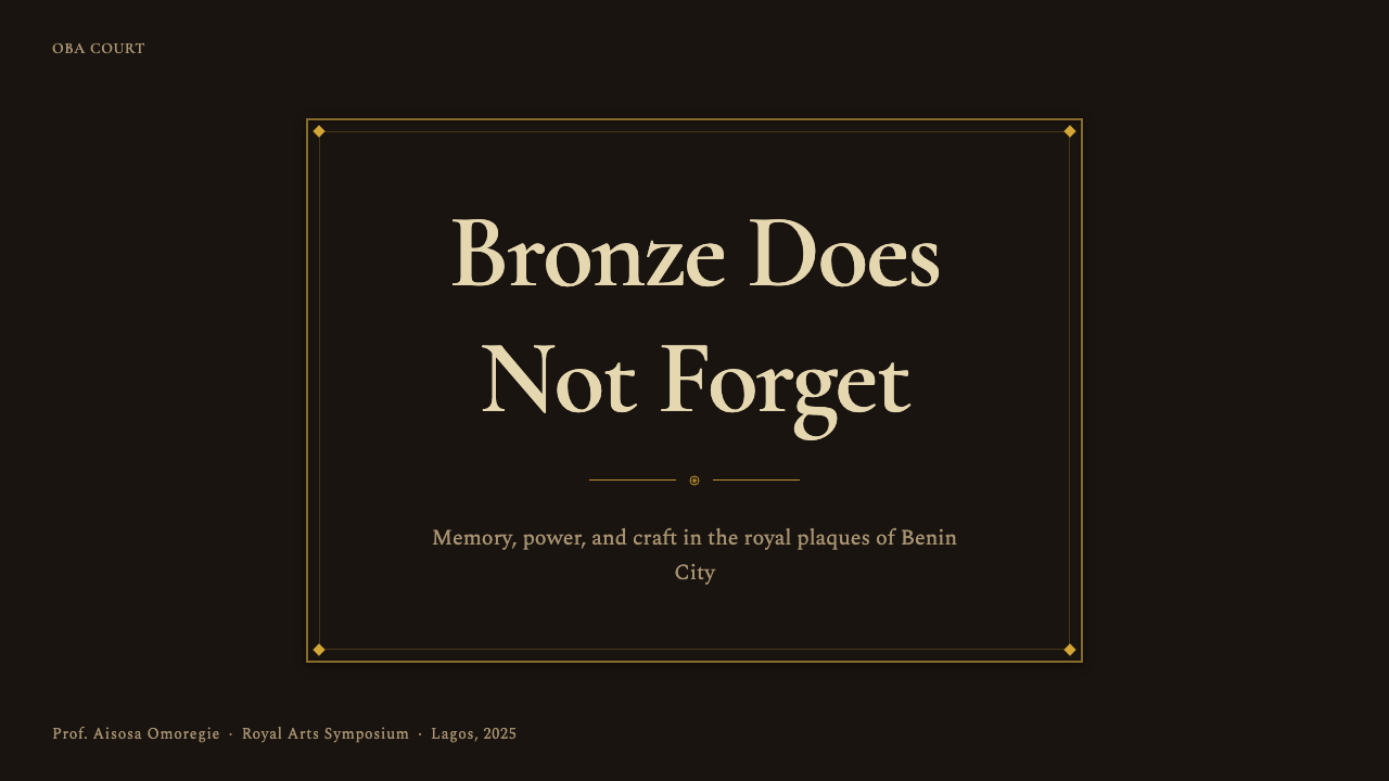Benin Bronze Oba Court design style applied to a Slide · cover