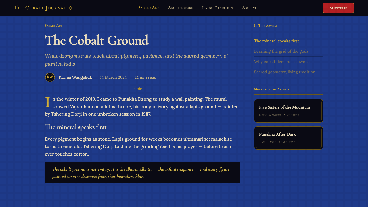 Bhutanese Drukpa Kagyu Thangka design style applied to a Article page