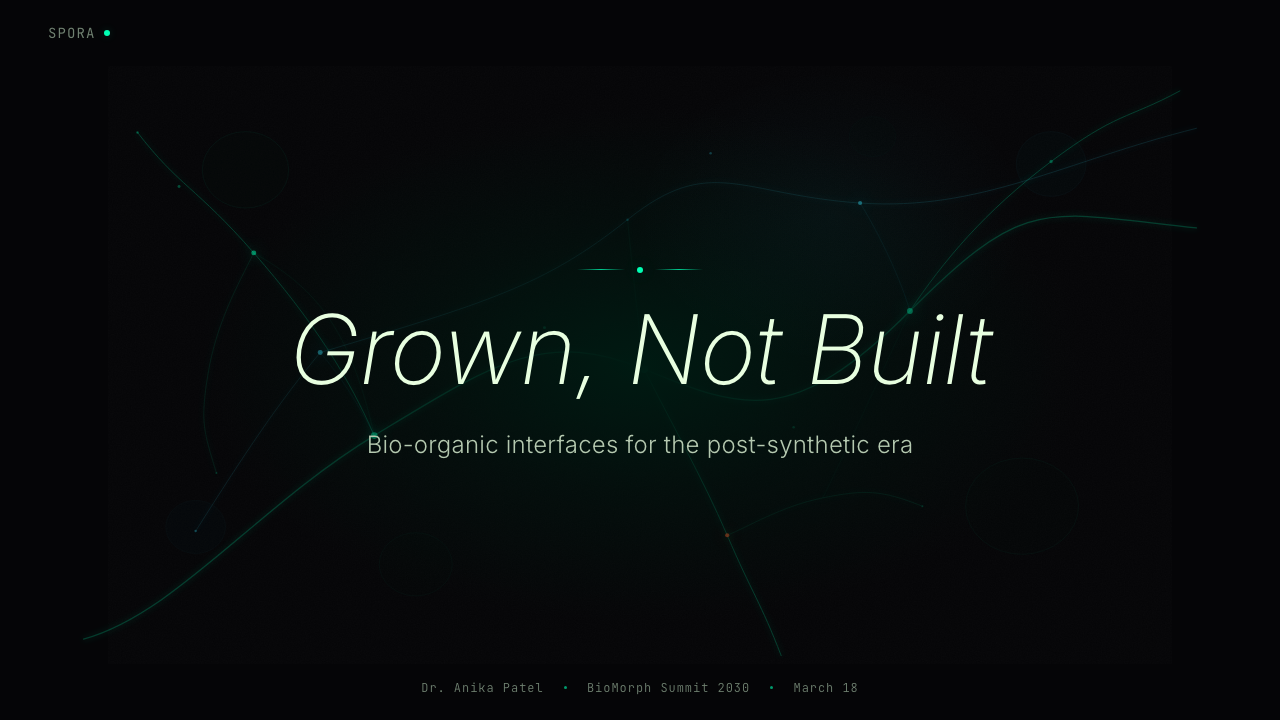 Bio-Organic Generative 设计风格用在幻灯片 · 封面上