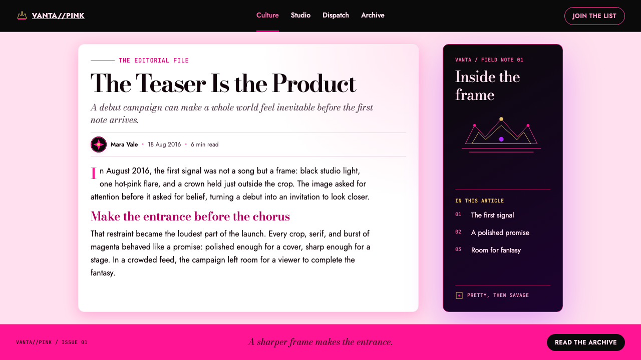 BLACKPINK (2016 Debut Era) design style applied to a Article page