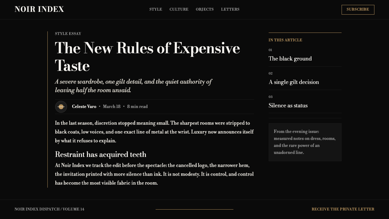 Bodoni Didone Fashion Masthead design style applied to a Article page